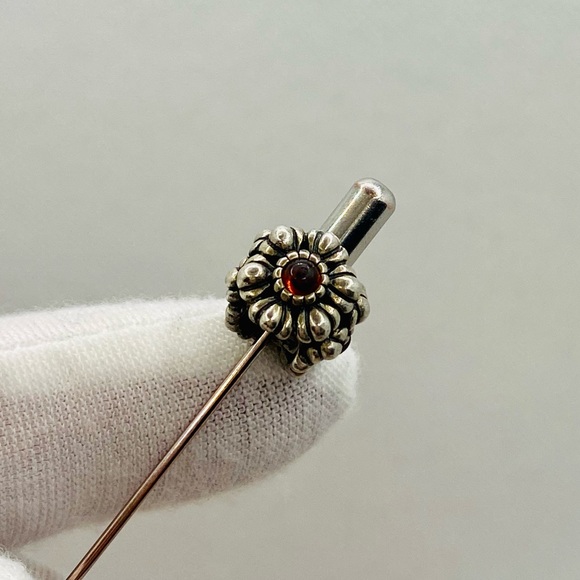 EUC Pandora 790580GR Sterling Silver January Birthday Blooms Charm w/ Garnet - Picture 3 of 14